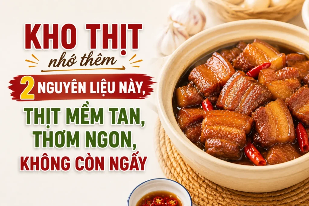 Kho thịt nhớ thêm 2 nguyên liệu này, thịt mềm tan, thơm ngon, không còn ngấy