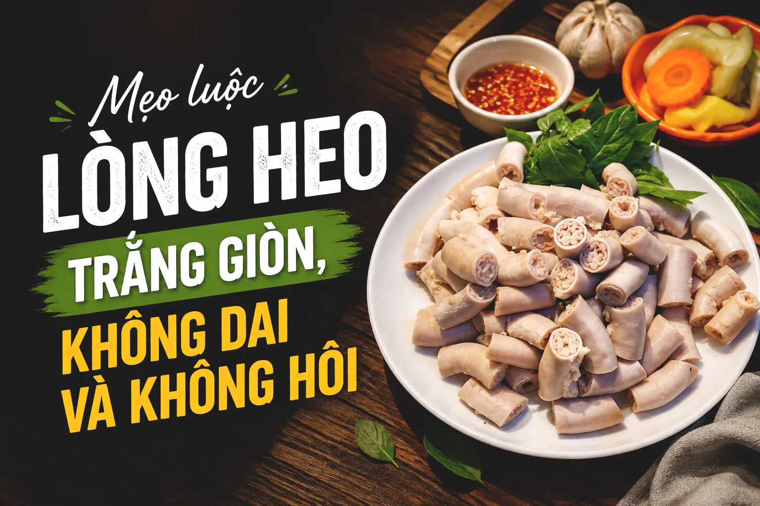 Mẹo luộc lòng lợn trắng giòn, không dai và không hôi Mẹo luộc lòng lợn trắng giòn, không dai và không hôi
