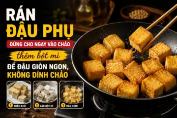 Rán đậu phụ đừng cho ngay vào chảo, thêm bột mì để đậu giòn ngon, không dính chảo